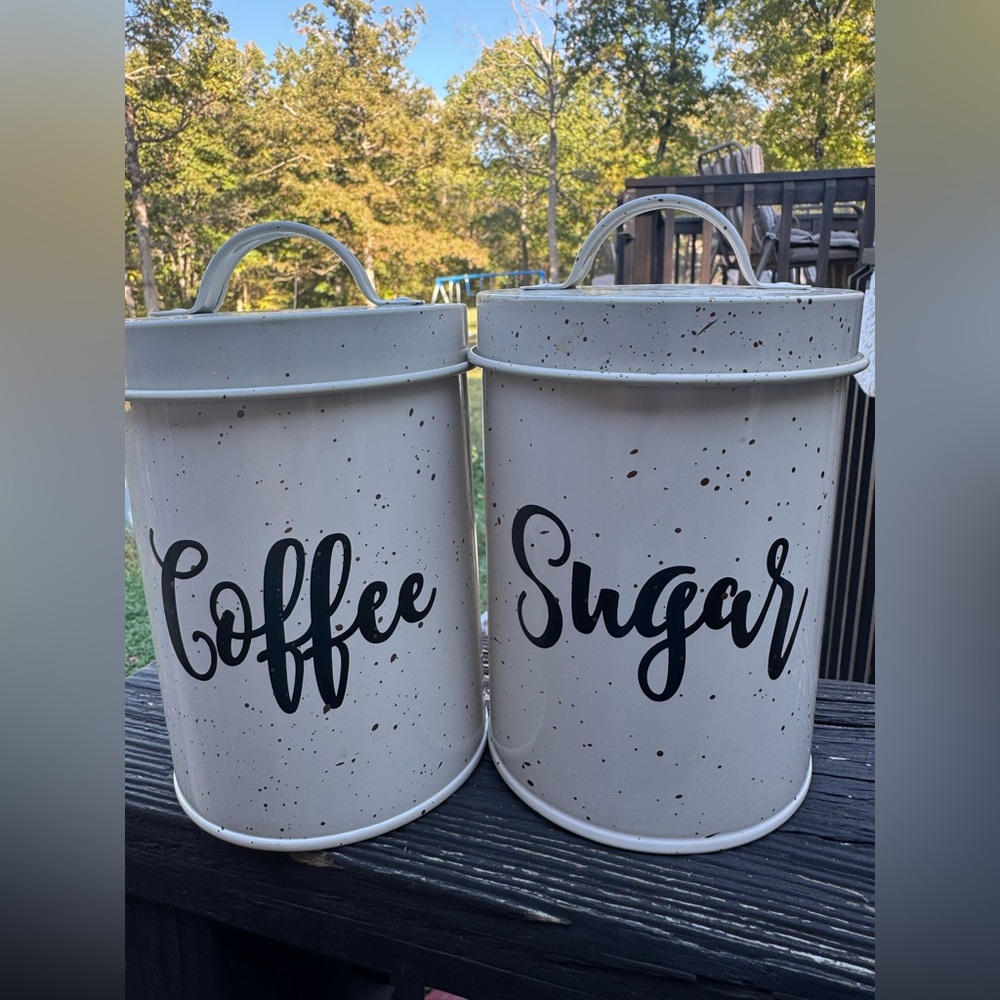 Cream Off White Coffee and Sugar Canisters